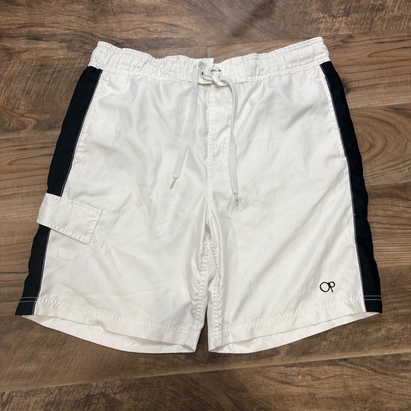 Ocean Pacific Other - Vintage Y2K OP Swim Shorts Mens M White Colorblock Board Trunks Ocean Pacific